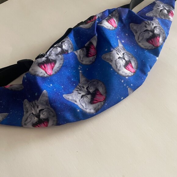 Blue Galaxy Cat Face Fanny Pack - Picture 3 of 11